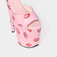 Sandales d'été sexy à talons hauts de 20 cm, plateforme ouverte, imprimé lèvres noir/rose pâle, pour boîte de nuit, danse sur barre, semelle intermédiaire en bois