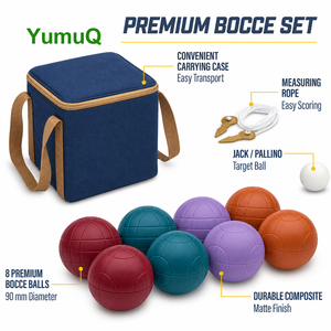 Ensemble de bocce familial YumuQ en gros, <span class=keywords><strong>jeu</strong></span> de pelouse extérieur, 8 boules en résine, avec sac de transport portable - Product Image 4
