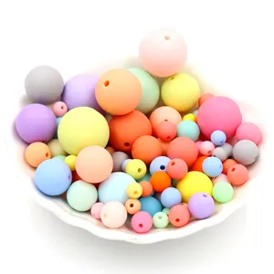 6MM 8MM 10MM 12MM 16MM 20MM Round Pink Yellow White Purple Green Blue Matte Plastic Beads With Holes For Sale