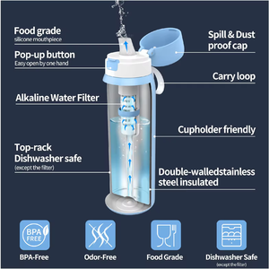 Botella de agua con filtro de acero inoxidable 304 de grado alimenticio de 25oz, botella de agua caliente aislada al vacío con filtro de carbono para viajes al aire libre - Product Image 2