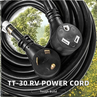 Kabel Ekstensi Daya RV TT-30 AMP 50 FT, Konduktor Tembaga, Selubung PVC, Ujung Betina NEMA, Ujung Jantan AC, Arus Terukur 30A, untuk Peralatan Rumah Tangga