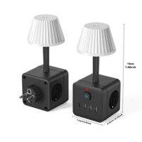Stop Kontak Ekstensi Langsung dari Pabrik 3 Soket Eropa 3 USB a 1 Type C 15W Pengisian Daya Lampu Meja LED Dapat Diredupkan CE RoHS