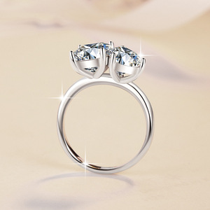 Bague <span class=keywords><strong>de</strong></span> Fiançailles en Argent Sterling S925 avec Moissanite Émeraude Poire 3Ct*2 Couleur D VVs1, Bijou <span class=keywords><strong>de</strong></span> Luxe Sans <span class=keywords><strong>Tarif</strong></span> Douanier, Cadeau pour Femme - Product Image 4