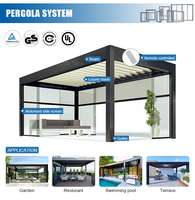 Pergola bioclimatique moderne imperméable, gazebo motorisé à lames automatiques, pergola extérieure en aluminium
