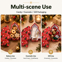 Boîte cadeau de style sapin de Noël, impression rouge, papier rigide, taille personnalisée, emballage pour bonbons, chocolat, biscuits, cosmétiques, écologique