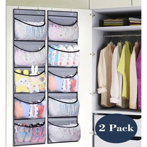 Organizador de Armario Colgante Sobre la Puerta, Almacenamiento con 5 Bolsillos, Tela Gris, Para Dormitorio, Baño, Productos para Bebés, Organización - Product Image 3