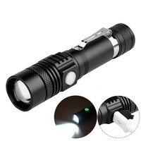 Linterna LED T6 Impermeable con Zoom, 3 Modos de Iluminación, Multifunción, Carga USB, Linterna Táctica LED Brillante, Lámpara de Aleación de Aluminio