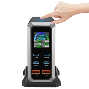 Estación de Carga de Escritorio GaN de 240W, 6 en 1, Cargador Rápido Multipuerto <span class=keywords><strong>USB</strong></span> <span class=keywords><strong>C</strong></span> con Pantalla LCD para Teléfono Móvil, Portátil y Tableta - Product Image 5