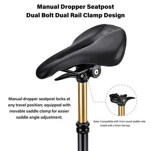 <span class=keywords><strong>Tige</strong></span> <span class=keywords><strong>de</strong></span> <span class=keywords><strong>selle</strong></span> hydraulique manuelle, <span class=keywords><strong>tige</strong></span> <span class=keywords><strong>de</strong></span> <span class=keywords><strong>selle</strong></span> réglable à air et huile pour vélo, 27.2/30.9/31.6mm, course 105/130mm, pour VTT - Product Image 2