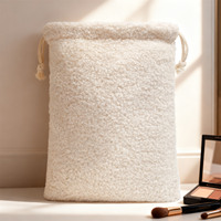Bolsa de Cosméticos con Cordón, de Felpa Suave, con Espacio para Guardar Brochas de Maquillaje, Accesorios para el Cabello, Joyas y Artículos Pequeños