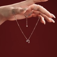 Colliers pendentifs en zircone cubique Dylam 5A avec initiales - Lettre J - Collier à chaîne à maillons pour femmes - 45 cm - Nouveau design