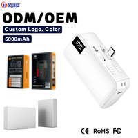 OEM ODM Chargeur portable ultra fin à charge rapide avec affichage numérique, mini capsule, porte-clés, batterie externe 5000 mAh, support métallique pour montre