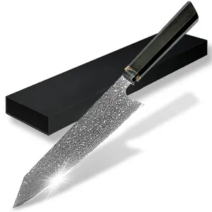 Hochwertiges japanisches VG10 67 Schichten Damaskus Stahl Kiritsuke Messer Kochmesser Sashimi Messer Mit Ebenholz Griff