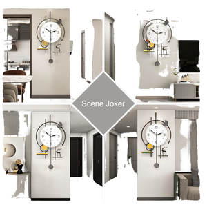 Reloj de Pared Decorativo Moderno y Lujoso Personalizado, Reloj de <span class=keywords><strong>Metal</strong></span> Grande y Elegante con Luces en las Esquinas, Diseño de Naturaleza Muerta para Sala de Estar - Product Image 4