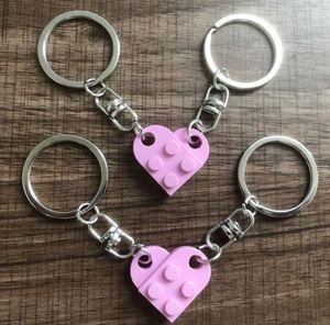 Ensemble de porte-clés en forme de cœur pour couple, compatible avec les briques Lego, porte-clés en forme de cœur assorti pour les meilleurs amis, livraison rapide RTS - Product Image 1