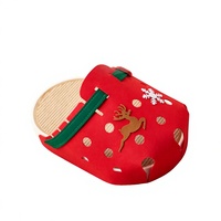 Lit pour chat moderne en forme de pantoufle avec griffoir intégré, en feutre durable résistant aux rayures, conserve sa forme, cadeaux pour animaux de compagnie sur le thème de Noël, emballage carton