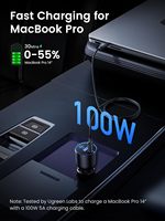 Pengisi Daya Mobil Cepat USB C UGREEN 130W dengan Kabel PD untuk Xiaomi iPhone 15 Samsung Galaxy S24 Laptop Pengisi Daya Mobil USB C Cepat QC4