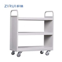Chariot de bibliothèque en acier écologique pour mobilier scolaire, chariot métallique mobile à 3 niveaux pour livres
