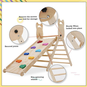 Foldable <strong>Rainbow</strong> Kid Baby Climbing <strong>Toys</strong> Indoor Gym <strong>Wooden</strong> Montessori Climbing Set Adjustable Height Triangle for Toddlers - Product Image 6
