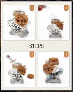 Customizable Star Glass <b>Bottle</b> With <b>Cork</b> Lid And Heart Tag For Gift Craft - Product Image 3