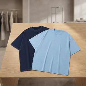เสื้อยืดโอเวอร์ไซส์แขนสั้นผ้าเจอร์ซีย์คอตตอนสีพื้นสำหรับผู้ชายและผู้หญิง ชุด 2 ตัว ดีไซน์เรียบ สีดำ - Product Image 2
