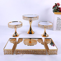 Ensemble de 3 à 16 pièces de décorations de gâteaux en cristal rond pour bonbons et cupcakes, accessoires de fête et de mariage, plateau à dessert doré argenté, centre de table