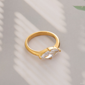 Anillo de Acero Inoxidable Chapado en Oro de 18K, Impermeable, con Piedra Natural de Ojo de Caballo <span class=keywords><strong>Grande</strong></span>, Chapado en Oro de 18K, a la Moda - Product Image 2