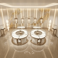 Vitrine d'exposition élégante en verre avec éclairage LED pour bijouterie, idéale pour les magasins de détail et centres commerciaux, pour la présentation de la marque et la conception de bijouteries.