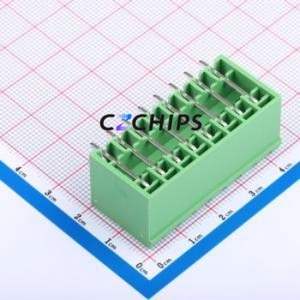 JL2EDGKRCH-50808G01 Plug-in Terminal Block Bent Lead Through Hole,P=5.08mm Board-to-Board / Socket - Closed 2x8P 5.08mm Green - Product Image 2