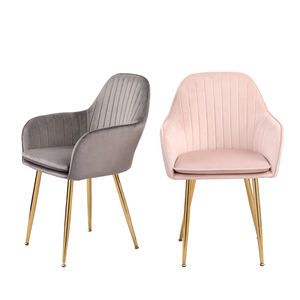 Moderne vert foncé gris velours pieds en <span class=keywords><strong>chrome</strong></span> et or dinant la <span class=keywords><strong>chaise</strong></span> avec le bouton - Product Image 5