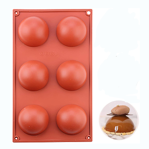 BHD grado alimenticio libre de BPA 6 agujeros medio semiesfera <span class=keywords><strong>molde</strong></span> de silicona, antiadherente 6 cavidades medio círculo silicona pastel <span class=keywords><strong>molde</strong></span> <span class=keywords><strong>para</strong></span> hornear - Product Image 1