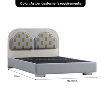 Lit d'enfant moderne en forme de nuage avec motif géométrique, cadre rembourré en tissu pour chambre, hôtel, maison, appartement