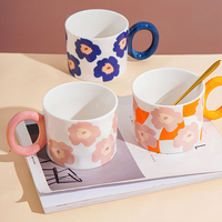 Vendeur chaud en 2025 mignon 350 ML fleur tasse argile céramique Kawaii tasse à café eau bureau Niche personnalisé café eau tasse à thé