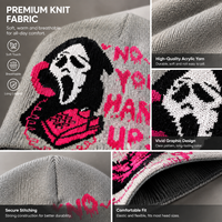 Casquette en tricot jacquard Halloween Scream Ghost Face, imprimé contrastant, extensible, en acrylique, unisexe, pour adultes, cosplay, fête, streetwear