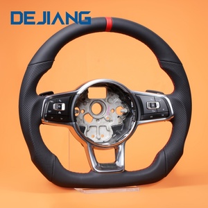 Volante de Cuero Completo para Volkswagen MK7 MK6 Golf7 Polo CC Jetta Tiguan <span class=keywords><strong>GTI</strong></span> R GTD GTS GTE R-Line, Base Plana de Alta Calidad - Product Image 2