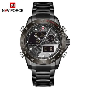 NAVIFORCE-reloj Digital de acero inoxidable para hombre, cronógrafo con pantalla analógica, dos veces, NF9171