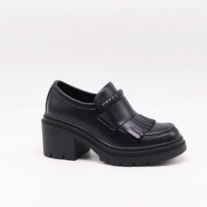 Noir taille haute semelle épaisse chaussures plate-forme haute grosses pompes chaussures talon épais femmes talons épais femmes pompes - Product Image 6