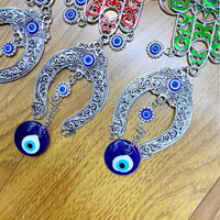 Décoration murale traditionnelle juive Feng Shui en alliage de zinc plaqué, pendentif main de Fatima Hamsa, ornement œil bleu contre le mauvais œil en verre
