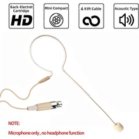 Mikrofon Kondensor Mini XLR 4-Pin Berkabel Warna Beige dengan Earhook Tunggal untuk Transmitter Bodypack Shure Wireless TA4F