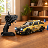 Voiture de course télécommandée 2,4G en alliage à l'échelle 1:64, mini 4x4, avec éclairage LED et réglage de deux vitesses, jouet pour enfants, cadeau, voiture RC de drift