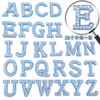 Auto-adhésif perle strass lettre patchs A-Z fer sur Bling Alphabet Applique pour bricolage personnalisé vêtements sacs Jean veste artisanat