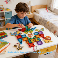 Jinxin 2026, Novedades, Juego de Bloques Magnéticos con Temática de Zoológico en Caja de Hierro, Juguetes para Niños, 45 Piezas, Mini Bloques de Construcción Magnéticos