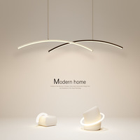 Lustre linéaire en aluminium et silicone de 35,5 pouces, suspension simple en forme d'arc, lampe suspendue pour table à manger, comptoir de bar