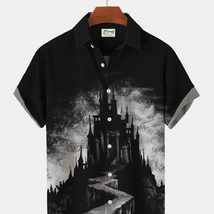 2024 <span class=keywords><strong>Terror</strong></span> Castle Shirt Elegante vacaciones Black Cat Digital 3D Impreso Camiseta <span class=keywords><strong>de</strong></span> manga corta para hombres - Product Image 1