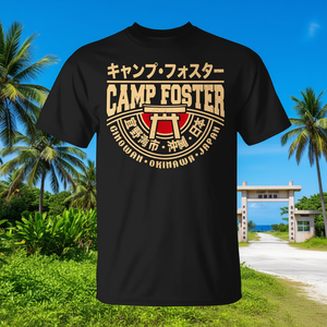 Camiseta promocional con caracteres kanji japoneses de Camp Foster Okinawa Japón Ginowan - Product Image 3