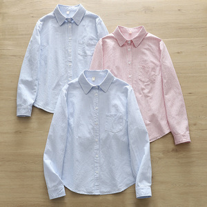 เสื้อเชิ้ตผู้หญิงติดกระดุม-เสื้อเชิ้ตลายทางแขนยาวลำลองฤดูใบไม้ผลิ/ฤดูร้อนระบายอากาศได้ดีป้องกันริ้วรอยแฟชั่น - Product Image 1