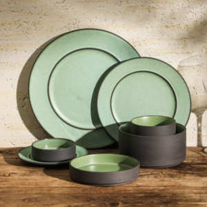 Juego de cuencos para servir comida con cilindro de esmalte reactivo de color personalizado exterior negro mate, fideos ramen, sopa, ensalada, cuencos de cerámica - Product Image 4