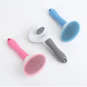 Escova de pentear para pentear cabelos de animais de estimação, escova para cachorros e gatos, escova para limpar e remover pelos, auto-limpeza