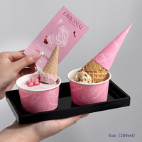 Gobelet en papier personnalisé avec revêtement PE pour crème glacée, emballage à emporter pour gelato, sorbet, desserts glacés, fournitures pour magasins de détail