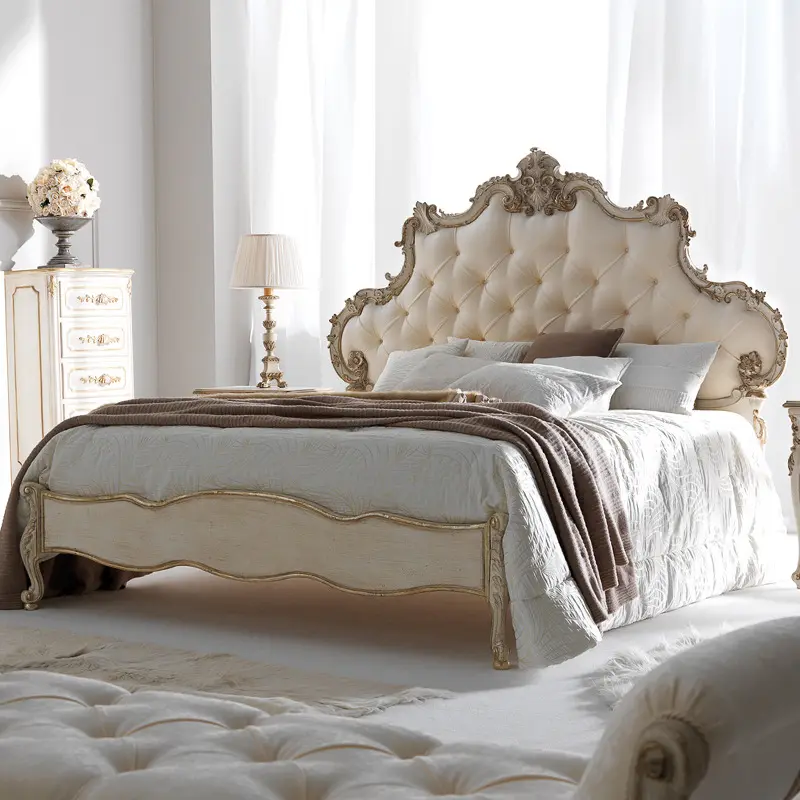 Maun yatak odası mobilyası yapılan katı ahşap yatak klasik tarzı rokoko mobilya